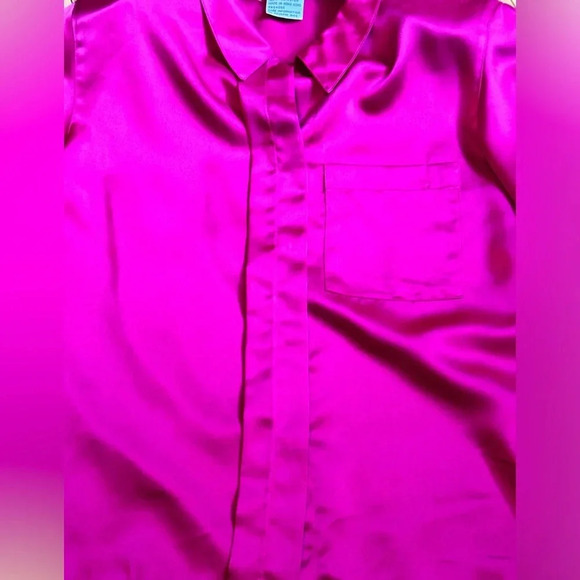 Hot Pink Fusua Jones New York button up long sleeve blouse - Picture 4 of 7